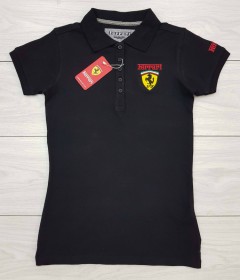 FERRARI Ladies Polo Shirt (BLACK) (S - M - L - XL)