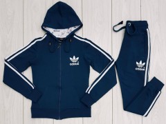 ADIDAS Ladies 2 Pcs Hoody + Pant Sport Set (BLUE - GREEN) (S - M - L - XL) 