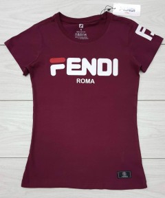 FENDI Ladies T-Shirt (MAROON) (S - M - L - XL)