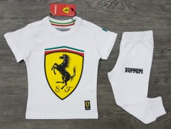 FERRARI Boys 2 Pcs T-Shirt + Pants Sport Set (WHITE) (1 to 10 Years)