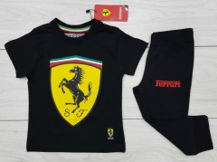 FERRARI  Boys 2 Pcs T-Shirt + Pants Sport Set (BLACK) (1 to 10 Years)