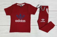 ADIDAS Boys 2 Pcs T-Shirt + Pants Sport Set (MAROON) (2 to 6 Years)