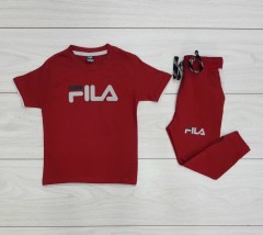 FILA Boys 2 Pcs T-Shirt + Pants Sport Set (MAROON) (2 to 8 Years)