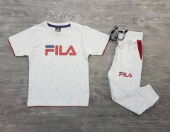 FILA Boys 2 Pcs T-Shirt + Pants Sport Set (LIGHT GRAY) (2 to 8 Years)