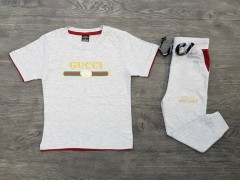GUCCI Boys 2 Pcs T-Shirt + Pants Sport Set (LIGHT GRAY) (2 to 8 Years)