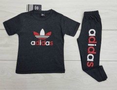 ADIDAS Boys 2 Pcs T-Shirt + Pants Sport Set (BLACK) (2 to 12 Years)