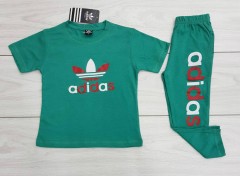 ADIDAS Boys 2 Pcs T-Shirt + Pants Sport Set (GREEN) (2 to 12 Years)