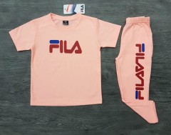FILA Boys 2 Pcs T-Shirt + Pants Sport Set (LIGHT PINK) (2 to 12 Years)