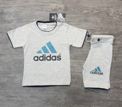 ADIDAS Boys 2 Pcs T-Shirt + Short Sport Set (GRAY) (2 to 5 Years) 