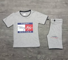 TOMMY HILFIGER Boys 2 Pcs T-Shirt + Short Sport Set (GRAY) (2 to 10 Years) 