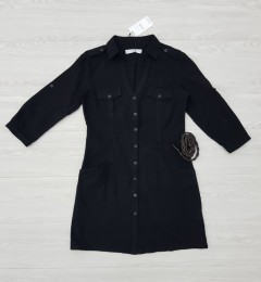 MANGO Ladies Shirt Dress (BLACK) (S - M - L - XL - XXL)