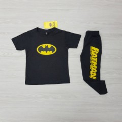 BATMAN  Boys 2 Pcs T-Shirt + Pants Sport Set (BLACK) (2 to 12 Years)