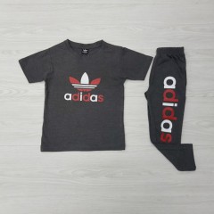 ADIDAS  Boys 2 Pcs T-Shirt + Pants Sport Set (DARK GRAY) (2 to 12 Years)