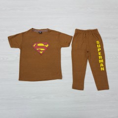 SUPERMAN Boys 2 Pcs T-Shirt + Pants Sport Set (BROWN) (2 to 8 Years)