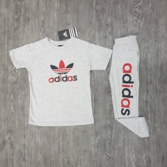 ADIDAS Boys 2 Pcs T-Shirt + Pants Sport Set (GRAY) (2 to 12 Years)