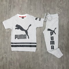 PUMA Boys 2 Pcs T-Shirt + Pants Sport Set (GRAY) (2 to 12 Years)