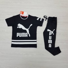 PUMA  Boys 2 Pcs T-Shirt + Pants Sport Set (BLACK) (4 to 12 Years)