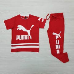 PUMA  Boys 2 Pcs T-Shirt + Pants Sport Set (RED) (6 to 12 Years)