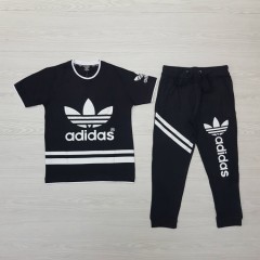 ADIDAS Boys 2 Pcs T-Shirt + Pants Sport Set (BLACK) (10 Years)