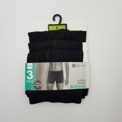 HEMA 3 Pcs Mens Boxer Shorts Pack (BLACK) (S - M - L - XL )