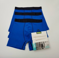 HEMA 3 Pcs Mens Boxer Shorts Pack (BLUE - BLACK) (S - M)