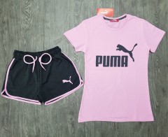 PUMA Ladies Turkey 2Pcs Shorty Set  (PINK-BLACK)(S-M-L-XL)