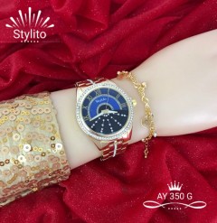 Ladies Stylito Watch + Free Maching Bracelet (Ladies Gift Set)