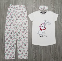 CALIMARA Ladies Turkey 3Pcs Pyjama Set (WHITE)(S-M-L-XL)