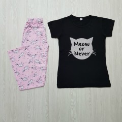 CARLA MARA Ladies Turkey 2 Pcs Pyjama Set (BLACK - PINK) (S - M - L - XL)