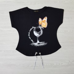 LIFE SWAROVSKI Ladies Turkey T-Shirt (BLACK) (36 to 42)