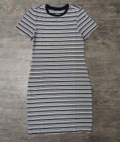 DIP Ladies Long T-Shirt (BLACK - WHITE) (L)