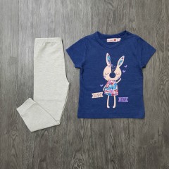 BOBOLI Girls 2 Pcs Pyjama Set (BLUE - LIGHT GRAY) (2 to 8 Years)