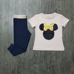 MOTHERLINE Girls 2 Pcs Pyjama Set (LIGHT PINK - BLACK) (2 to 8 Years)