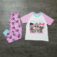 TM&MGA Girls 2 Pcs Pyjama Set (WHITE-PINK) (4-5 To 11-12 Years)