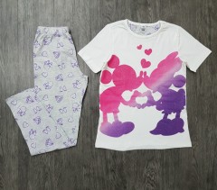 MICKEY MOUSE Girls 2 Pcs Pyjama Set (WHITE - LIGHT GRAY) (8 to 14 Years)