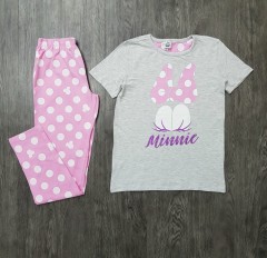 MICKEY MOUSE Girls 2 Pcs Pyjama Set (GRAY- PINK) ( 8 to 14 Years)