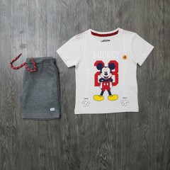 PEBBLES Boys 2 Pcs T-Shirt & Shorty Set ( WHITE - GRAY ) (2 to 8 Years)