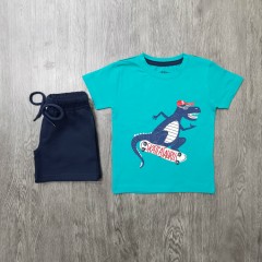 PEBBLES Boys 2 Pcs  T-Shirt & Shorty Set ( BLUE - NAVY ) (2 to 8 Years)