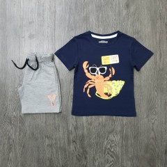 PEBBLES Boys 2 Pcs T-Shirt & Shorty Set ( NAVY - GRAY) ( 2 to 8 Years)