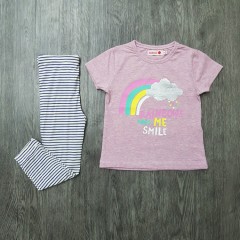 BOBOLI Girls 2 Pcs Pyjama Set (PINK - WHITE) (2 to 8 Years)