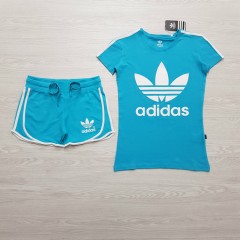 ADIDAS Ladies 2 Pcs Shorty Set (LIGHT BLUE) (S - M - L - XL)