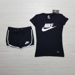 NIKE Ladies 2 Pcs Shorty Set (BLACK) (S - M - L - XL)