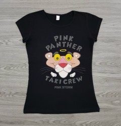 PINK PANTHER Ladies T-Shirt (BLACK) (S - M - L - XL)