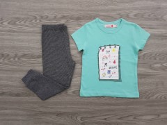 BOBOLI Girls 2 Pcs  Pyjama Set (BLUE - GRAY) (2 to 8 Years)