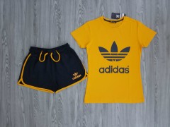 ADIDAS Ladies 2 Pcs Shorty Set (DARK YELLO - BLACK) (S - M - L - XL)