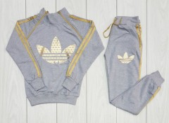 ADIDAS Ladies 2 Pcs Sweatshirt + Pant (GRAY) (L - XL)