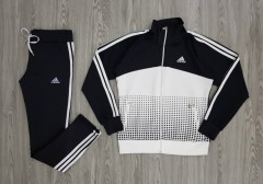 ADIDAS Ladies 2 Pcs Hoody + Pant (WHITE - BLACK) (S - M - L - XL)