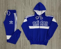 ADIDAS Ladies 2 Pcs Hoody + Pant (BLUE - WHITE) (S - M - L - XL)