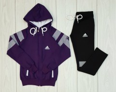 ADIDAS Ladies 2 Pcs Hoody + Pant (PURPLE) (S - XL)