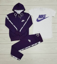 NIKE Ladies 3 Pcs  Hoody Set (BLUE- WHITE) (XL)